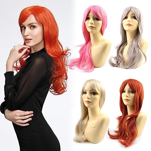 Yamel Silvery Gray Wig Long Natural Wavy 23 Inches Glueless Full Party Wig Heat Resistant Synthetic Hair Wigs for Women