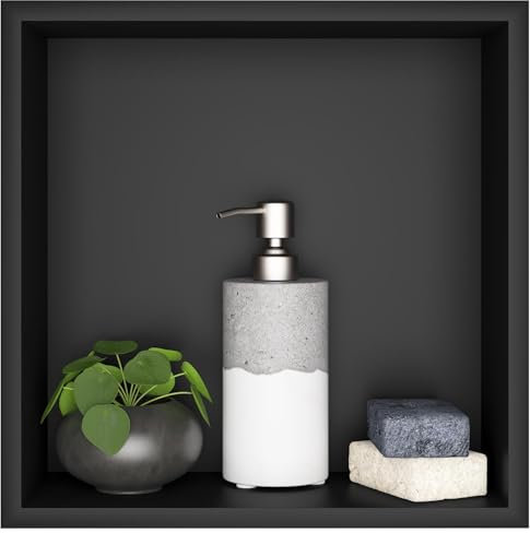 sunrik Nicho de Ducha,Estante de Ducha Empotrado de Acero Inoxidable,Nicho de Pared de Ducha Empotrable en Azulejos,Estantes de Baño Nicho Sola Capa Cuadrado 30x30x10cm,Negro