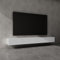 doporro Meuble TV Bas 280x40,2x30cm Armoire TV Blanc Mat Table de Télévision Salon avec Portes Meuble TV Suspendu MBTV02