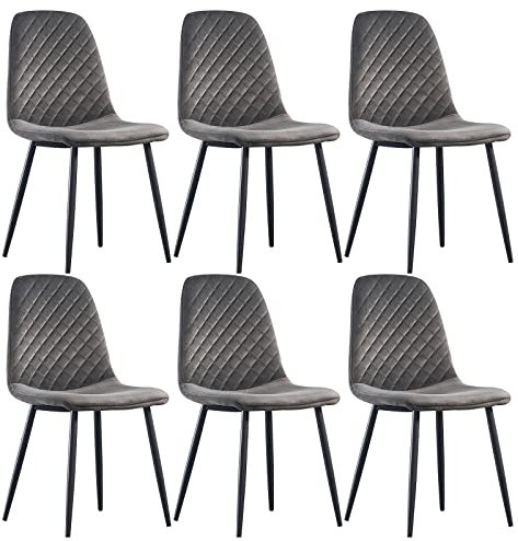 JYMTOM Esszimmerstühle Wohnzimmerstuhl Sessel mit Rückenlehne Sessel Stuhl Scandinavian Vintage Künstlich aus Samt mit Stahlbeinen in Schwarz (6, grau)