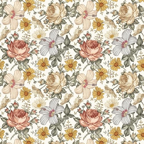 UNIK Nordic Vliestapete BxH: 150x280 cm mit Kinder und Baby XXL Blumen Motiv, Kindertapete mit Vintage Blumenwand Design, Fototapete Blüten für Kinderzimmer, Premium Foto Tapete mit 180g/m2 Stärke