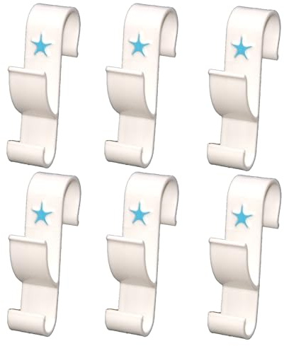 Ganci per Termoarredo Bagno Appendino Design Italiano con Decoro a Stella - Scaldasalviette (6 Pezzi, Bianco)