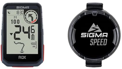 SIGMA SPORT ROX 4.0 Black | Fahrradcomputer kabellos GPS & Navigation inkl. Halterung | Outdoor mit Höhenmessung & Duo magentless Speed Sensor