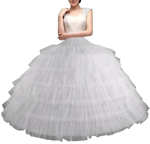 Petticoat Rock 6 Hoops Unterrock Tüll Petticoat 43 Zoll lang Petticoats für Frauen unter Kleid verstellbarer Brautreiber Rock für Hochzeitsballkleid Zeremonie Abschlussball
