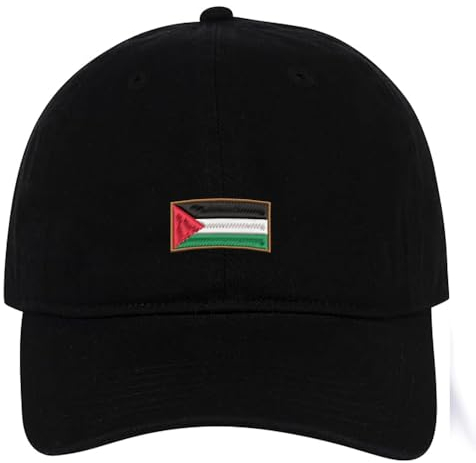 MIMAYIN Palästina palästinensische Flagge Baseball Cap Stickerei Basecap Verstellbare Reine Farbe Baseballmütze Sport Visier Hut für Herren Damen (Baumwolle, Schwarz)