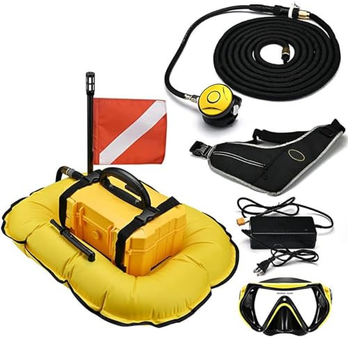 RayGenius Rebreather De PlongéE sous-Marine, 3.5h/5h Waterproof Portable Rechargeable Scuba Diving Oxygen Tank with Breathing Regulator, Scuba Diving Gear.,D3000-Yellow