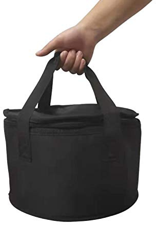yongzhenlite Cazuela térmica redonda con aislamiento térmico, bolsa de almuerzo de tela de poliéster para transporte de alimentos fríos o calientes, tamaño grande (negro, diámetro de 11 pulgadas)