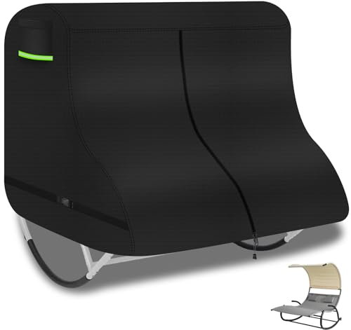 GJMZTQG Abdeckung für Doppel Sonnenliege,600D Oxford Schutzhülle Schutzhaube für Gartenliege Schaukelliege,Wasserdicht Reißfest UV-Beständiges,210 * 210 * 160cm (Schwarz)