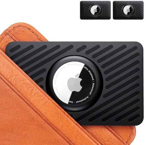 【2 Stück】 Kartenetui Halter für Apple Airtag, Air Tag Karte Geldbörsen Kartenetui, Ultradünner Airtag-Halter in Kreditkartengröße für Brieftasche, Geldbörse, Handtasche, Rucksack (Schwarz)