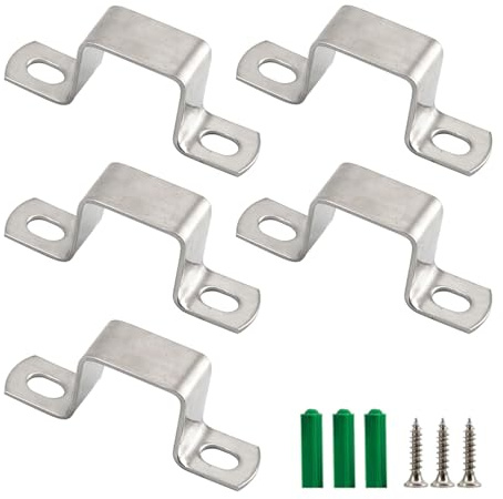 (5 piezas) M60 x 40 mm Soporte de tubo cuadrado de acero inoxidable 304 en forma de U, soporte de metal para colgar tuberías, abrazadera de manguera con tornillos