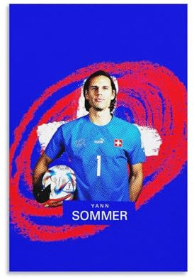 GARMERS Yann Sommer Schweizer Fußballer Torwart Kunst Leinwand Poster Drucke für Home Office usw., Wanddeko-Kollektionen, 20 x 30 cm, ungerahmt