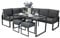 Ensemble Meubles de Jardin En Aluminium Gris Anthracite 7 Places Salon Extérieur Modulaire En Forme de L Table Avec Plateau En Verre Tabourets Coussins Épais Housses Lavables Housse Imperméable INCLUS