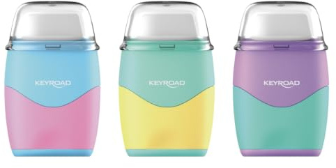 Keyroad Plastpennvässare med suddgummi, pastellpennvässare, dubbel pennvässare, färgblandning