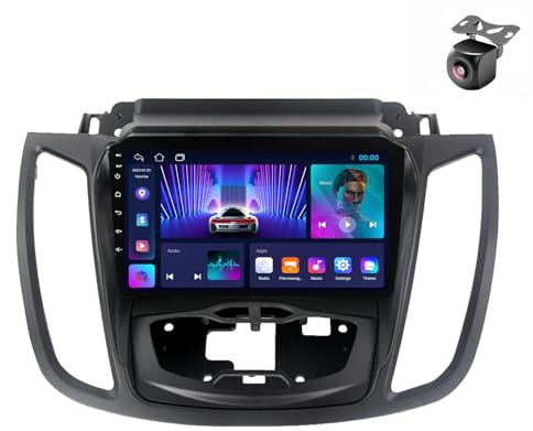 Android 14 Autoradio für Ford C-Max Kuga Escape 2010 2011 2012 2013-2019 GPS Navigation 9 Zoll Kapazitiver Touchscreen Auto Stereo Mit Radio SWC WiFi FM RDS Carplay Android Auto (M100CP 4core 1+32G)