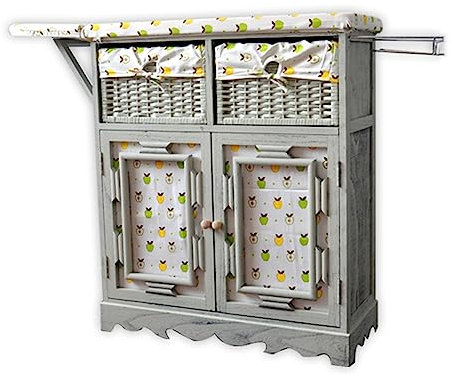 Tabla de planchar plegable de madera maciza para el hogar, cuarto de lavado y armario, ahorro de espacio, diseño de cesta tejida