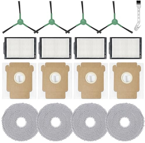 DianSung Accessori per iRobot Roomba Plus 405 Combo Robot + / 505 Combo Robot + parte di ricambio per aspirapolvere, 4 panni, 4 sacchetti per la polvere, 4 spazzole laterali, 4 filtri