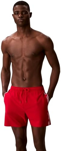 Calvin Klein Herren Badehose Medium Drawstring Core mit Tunnelzug, Rot (Red Gala), 2XL