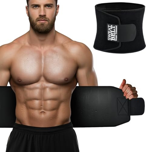 AMZBOSS Waist Trainer for Women & Men, Waist Sweat Band, Belly Band Sweat Belt, Stomach Wrap, Body Shaper Belt (Black, Medium)