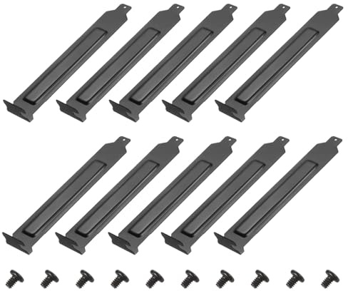 PATIKIL PCI Slot Cover Dust Filter 12 x 1.9cm, 10 Pcs Steel Dustproof Blanking Plate Ventilation Deflector Bracket Expansion Blank Plate with Screw for PC Computer, Black