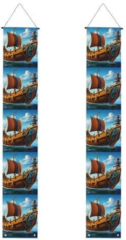 YYHWHJDE Vikings Boot Printing Graduation Veranda Banner - Stabil, langlebig, waschbar und wiederverwendbar Abschlussdekoration für Partys, Zeremonien, Haustüren