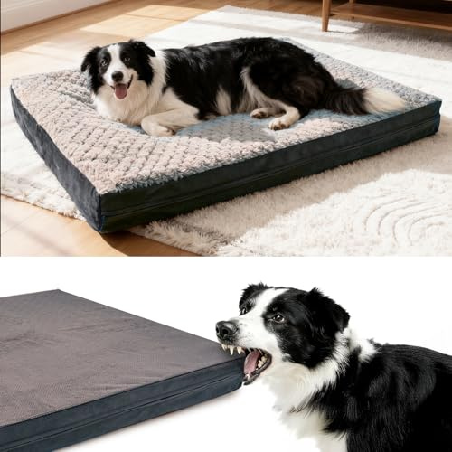 Sytopia XL waschbares unzerstörbares Hundebett für große Hunde, Dunkelgrau