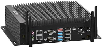 JOVCOR Mini Industrial Computer i7 10610U, Fanless Mini PC 32GB DDR4 512GB SSD, 4K Three Display 6 COM Dual Network Port, Mini PC WiFi5/BT4.2 Dual RJ45 Lan Auto Power on