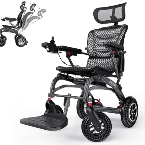 Easwe B10 Silla Ruedas Eléctrica Plegable Adultos/Mayores, Respaldo 145° Reclinable & Asiento Ergonómico, 25/50km Autonomía, Batería 12Ah Litio Extraíble, Motor Sin Escobillas 400W, 18KG (B10-12AH)
