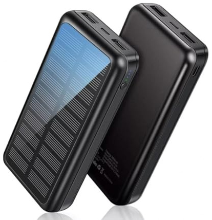 ALMALUX Power Bank Solar 30000mAh, Cargador Portátil con Panel Solar, Carga Rápida 2.4A, Resistente al Agua y Polvo, Salida USB Dual, Ideal para Camping, Senderismo y Emergencias