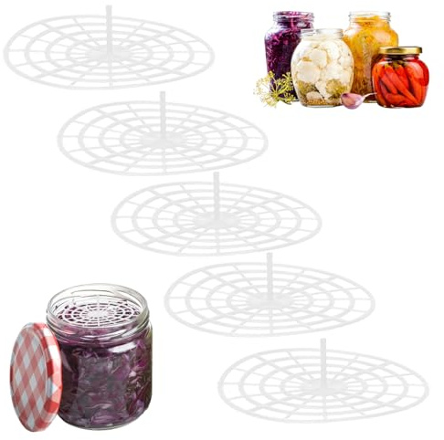 ZXBBTZ 5 Stück Fermentiergitter zuschneidbar 12 cm Fermentierdeckel Fermentationsgewicht PE Fermentiergewichte Gärgewichte Kunststoff Gärdeckel für Einmachgläser Jar Fermentation Gemüsepressset Kimchi