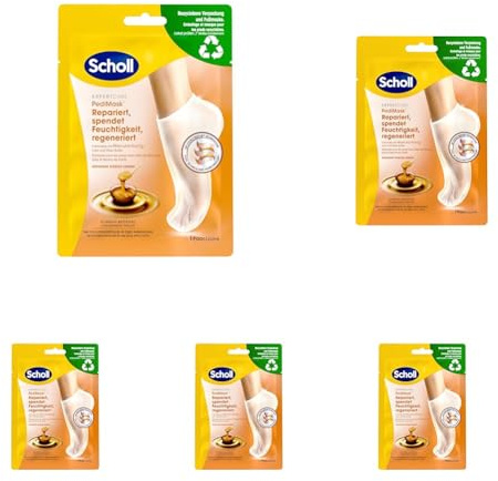 Scholl intensive feuchtigkeitsspendende nachhaltige Fußmaske mit Manuka-Honig, Sorgt für ein lang anhaltendes Gefühl von Feuchtigkeit, 1x 2 Stück (Packung mit 5)
