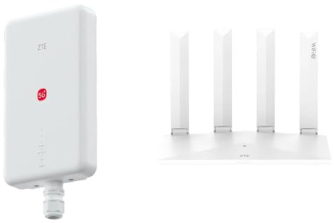Premium 5G Outdoor Router – ZTE G5 Max MC7510 with T3000 Wi-Fi 6 Gateway, Weatherproof CPE, PoE Powered, High-Gain Antennas – Up to 4.29 Gbps, Dual Band Wi-Fi 6, Nano-SIM Support