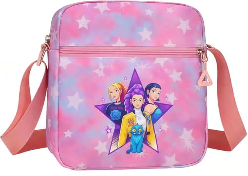 AYAAFA Famous Cartoon Themed Movie Girls Crossbody Bag, 2-in-1 Star & Mermaid Design with Adjustable Pink Strap - (20cm)