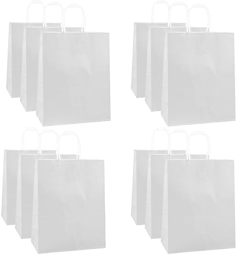 Geschenktasche aus Papier mit Griffen 12 Stück 26x33x12cm Kraftbeutel Papiertüten Farbwahl
