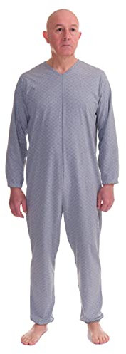 FERRUCCI COMFORT Pigiama Tutone Sanitario serenità Manica Lunga 1 Cerniera/Zip Dietro Schiena Estivo (Grigio, L)
