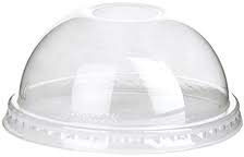 Plastico Domed Lids With Hole 77mm (Pack of 1000) | Fits standard takeaway cups to prevent spills on the go, providing easy straw access for busy catering environments.