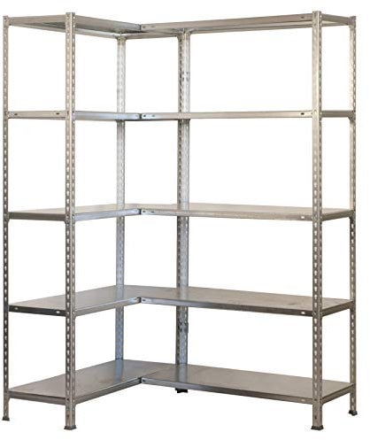 Simon Rack Eckregal aus Metall, ohne Schrauben, 10 Böden, hohe Tragkraft 80 kg, 1800 x 900 x 300 mm, Regal für Garage, Abstellraum, Büro, verzinkt