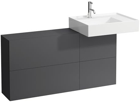 Laufen Kartell Waschtischunterbau mit Ausschnitt rechts, 1 Tür, 2 Klappen, Waschtisch rechts, 1200x270x610 mm, Farbe: Schiefergrau - H4082920336421