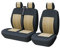 TOYOUN Universal Auto-Sitzbezüge für Transporter LKW Vorn Autositzbezüge 3D-Reifen-Spur-Muster Sitzbezug Fahrersitz + 2er Beifahrersitzbank Schonbezüge Beige