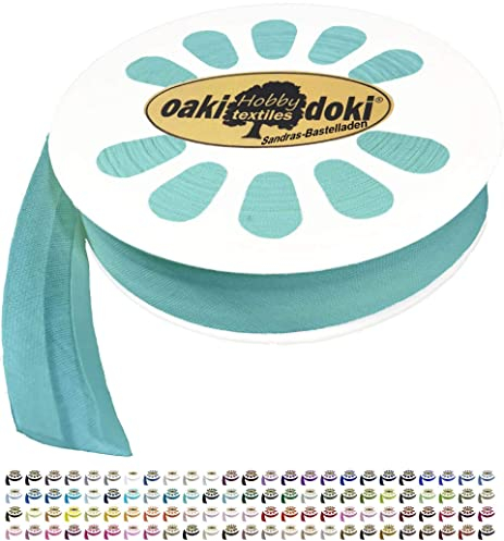 Sandras-Bastelladen 20m Schrägband/Einfassband Baumwolle Uni gefalzt Breite 20mm 405-Mint