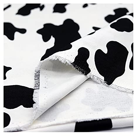 Stoff mit Kuh-Print Schwarz-weißer Baumwollstoff Twill-Stoff mit Animal-Print Bastelstoff-Material für DIY Handwerk, Mäntel, Röcke, Heimtextilien(Breite: 1,5 m)(Size:1 m)