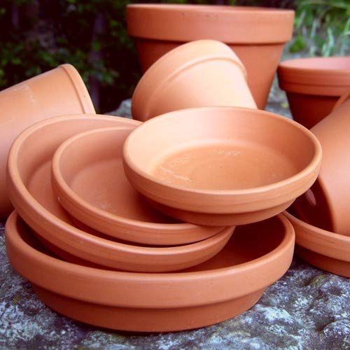 Weston Mill Pottery [S15] Round terracotta plant pot saucers - 15cm diameter (pack of 5)