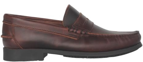 Benavente Zapato MOCASÍN Marca Piel Antifaz Piso Goma CASTAÑA