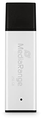 MediaRange USB 3.0 Hochleistungs Speicherstick 256GB - Mini USB Flash-Laufwerk mit hochwertigem Aluminium Gehäuse, externe Speichererweiterung mit Lesegeschwindigkeit von bis zu 300 MB/s, Farbe Silber
