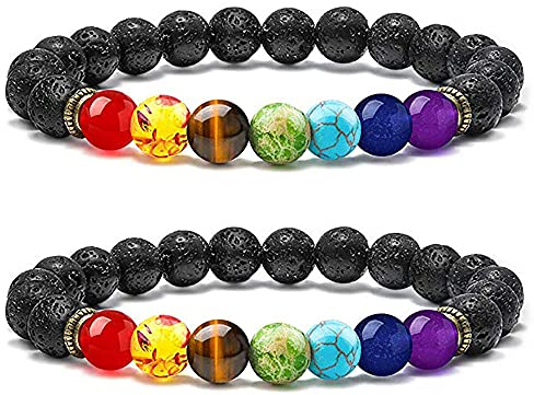 Senidea 7 Chakra Armband Edelstein Armbänder Natürliche Chakra Steine Lavastein Yoga Armband Healing Reiki Energietherapie für Damen Herren