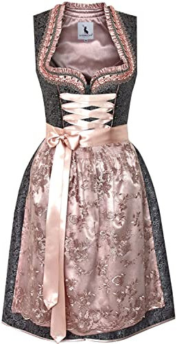 Alpenmärchen Midi Dirndl aus Exklusiver Kollektion inkl. Schürze Gr.36 - ALM905