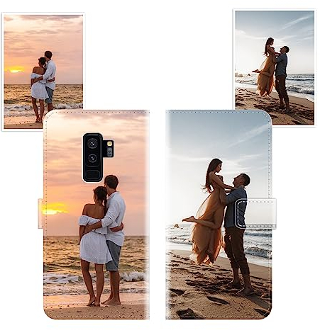 Sunrive Personalisierte hülle kompatibel mit Samsung Galaxy S9 Plus Handyhülle Benutzerdefiniert,Schutzhülle Lederhülle handykette universal Etui mit Eigenem Foto Bild Text Individuelle