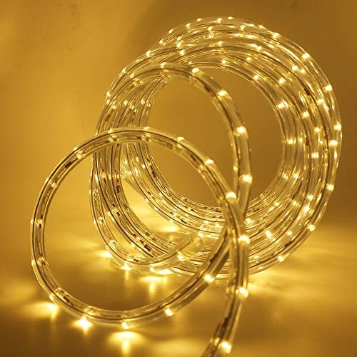 KISUFU 220V Waterproof LED Rope Light,36 LEDs/m Led Strip Light AC Fairy String Lights with Clip and Power Adapter for Indoor/Outdoor Christmas Party Home Decoration Warmwhite (1m,Warm White)