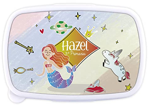 LolaPix Fiambrera Niña Colegio. Fiambrera Infantil Personalizada. Caja merienda con Nombre y Curso. Apta para microondas y Libre de BPA, filatos y Metales Pesados. Varios diseños.Sirena Infantil