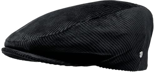 WEROR Herren Flatcap Schirmmütze Schiebermütze Mütze Cap Cord WEROR-396.1 (56, Schwarz)