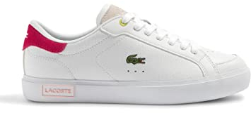 Lacoste Damen Low-Top Sneaker POWERCOURT 223 2 SFA, Frauen Halbschuhe,straßenschuhe,Strassenschuhe,Sportschuhe,Weiss/PINK (B53),39.5 EU / 6 UK